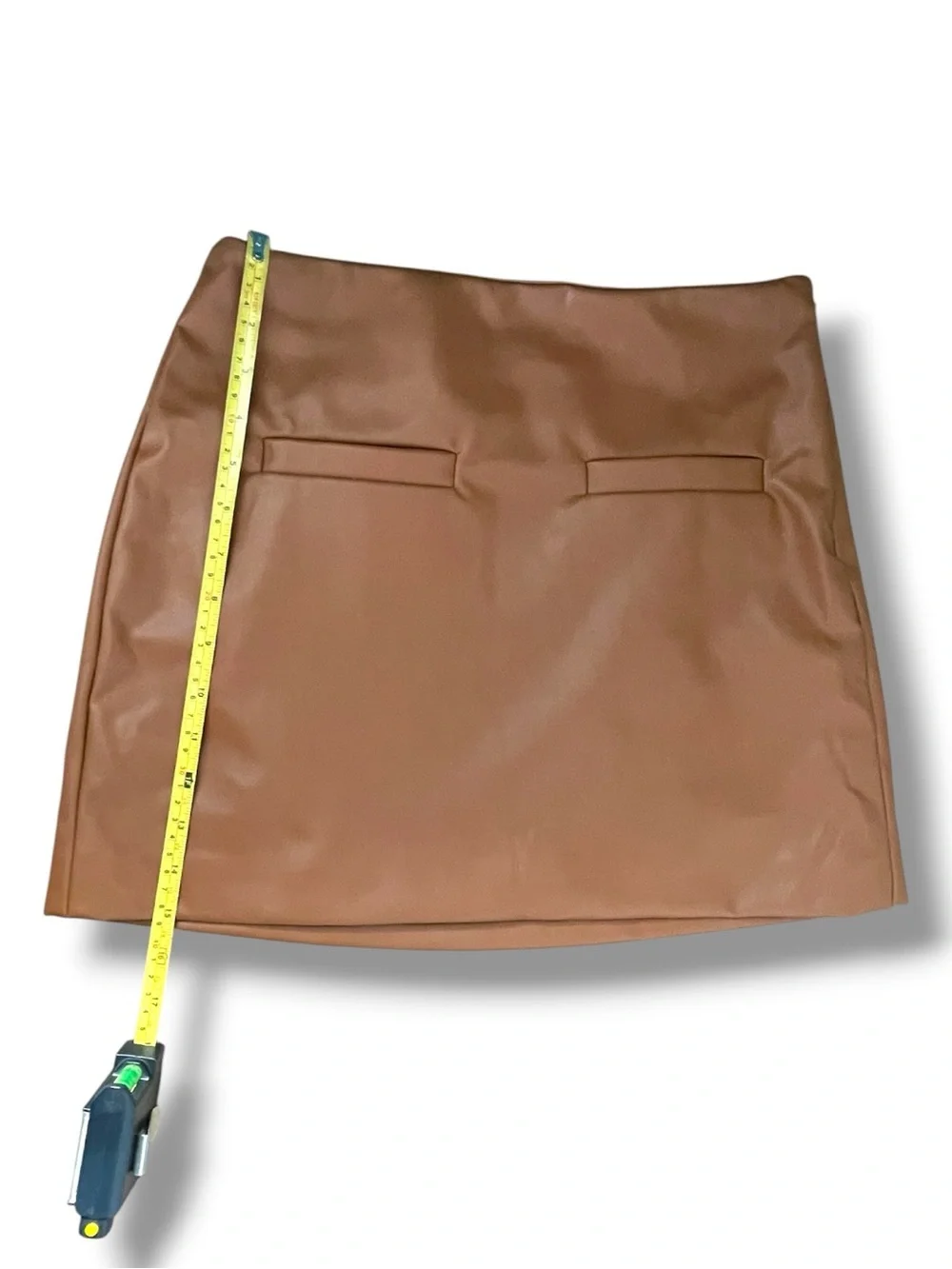 Faux Leather Mini Skirt Brown Vegan Leather Cowgirl Straight Zip NWT A New Day